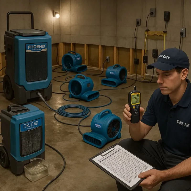 Structural Drying and Dehumidification process in Malvern, OH